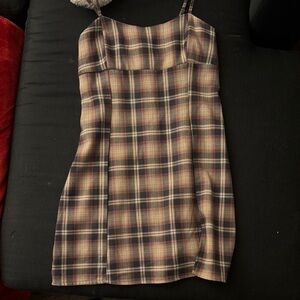 Aeropostale Plaid Mini Dress - Black and Cream